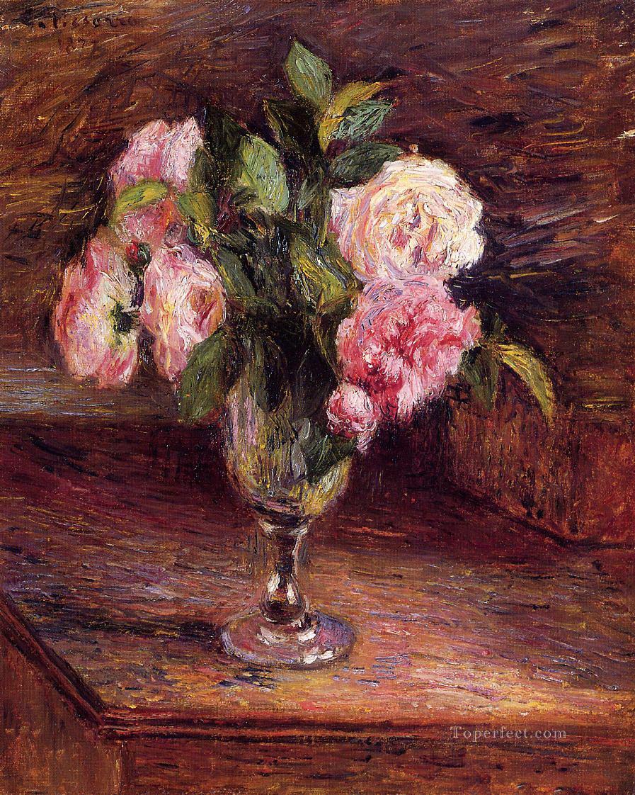 ガラスの中のバラ 1877 カミーユ ピサロ 印象派 花油絵